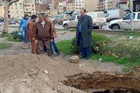 هبوط أرضي في شارع مصطفى كامل بالإسكندرية