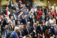 نواب يحملون أعلام مصر