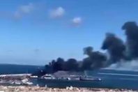 السفينة التي استهدفت في ميناء طرابلس