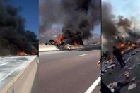 مصرع 6أشخاص حرقا في اصطدام مروع لشاحنتين