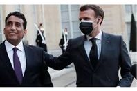 الرئيس الفرنسي  و رئيس المجلس الرئاسي الليبي محمد المنفي