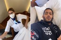 محمد رمضان مع مضيفة علي طائرته الخاصة