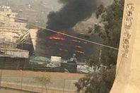 حريق أمام المتحف الكبير