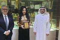 الإعلامية نشوى الرويني أثناء حفل التكريم