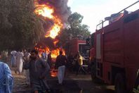 حريق بمحطة وقود إدفو