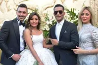 محمد رمضان رفقة زوجته وشقيقته وعريسها