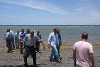 صور معاينة اللجنة للتلوث البترولي بشواطئ راس غارب