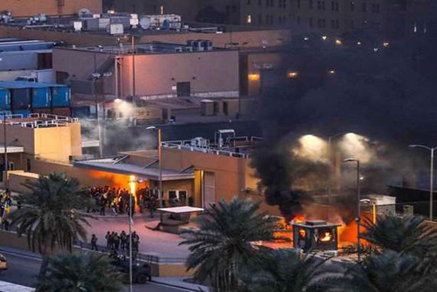 هجوم صاروخي علي  السفارة الأمريكية في بغداد