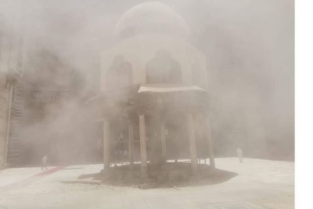 سقوط رفرف قبة الفوارة بجامع السلطان حسن