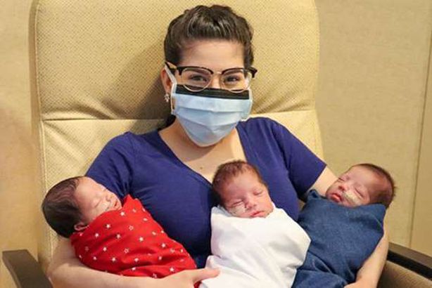 مصابة بكورونا تهزم الفيروس وتنجب 3 توائم