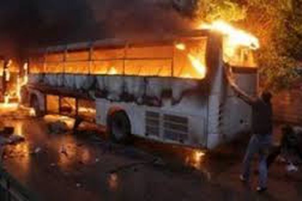 حرق 3 أتوبيسات نقل عام بالمنوفية