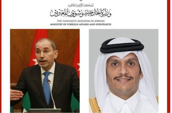 الوكيل الإخباري-   بحث نائب رئيس الوزراء ووزير الخارجية وشؤون المغتربين أيمن الصفدي مع رئيس مجلس الوزراء وزير خارجية دولة قطر الشقيقة الشيخ محمد بن عبد الرحمن بن جاسم آل ثاني اليوم الاثنين  تطورات الأ