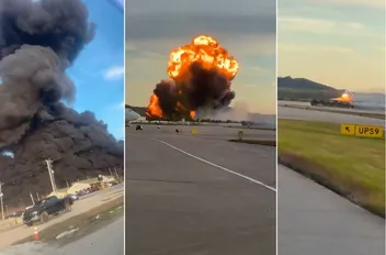 لقطات لتحطم طائرة شحن