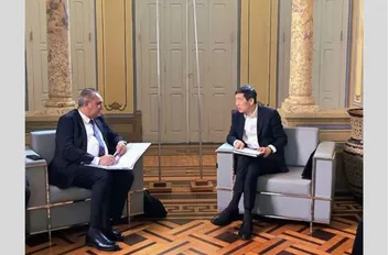 وزير البيئة أيمن سليمان خلال اجتماعه مع مدير برنامج الأمم المتحدة الإنمائي بالإنابة، هاوليانغ شو.