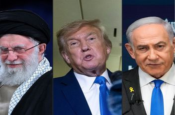 الرئيس الأميركي دونالد ترامب، ورئيس الوزراء الإسرائيلي بنيامين نتنياهو، والمرشد الأعلى الإيراني علي خامنئي