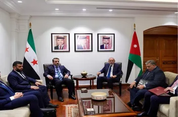 لقاء جمع نائب رئيس الوزراء وزير الخارجية وشؤون المغتربين أيمن الصفدي، مع وزير الخارجية والمغتربين السوري أسعد الشيباني في عمّان السبت

