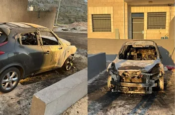 مركبتان تعرضتا للحرق من قبل مستوطنين في بلدة الطيبة