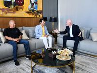 وزير الرياضة أشرف صبحي بصحبة المهندس هاني أبوريدة ورئيس الاتحاد الدولي 