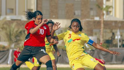 منتخب مصرللشابات في أثناء مواجهته منتخب بنين