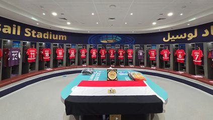 غرفة ملابس منتخب مصر المشارك في كأس العرب قبل لقاء الكويت