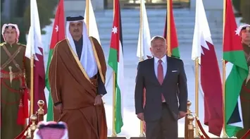 King and Emir of Qatar Hold Talks at Basman Al-Zaher Palace
