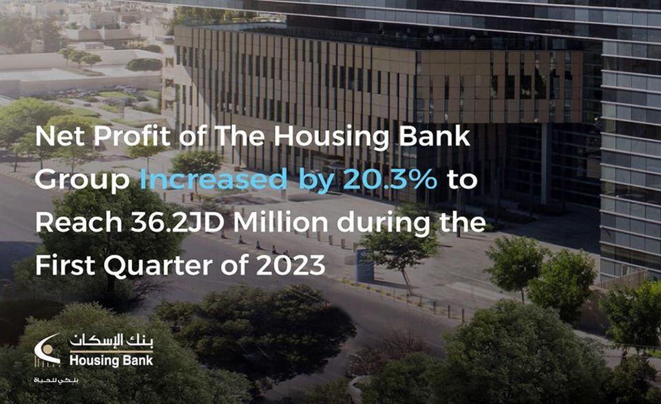 Net Profit of The Housing Bank Group Increased by 20.3% to Reach JD36.2 Million during the First Quarter of 2023