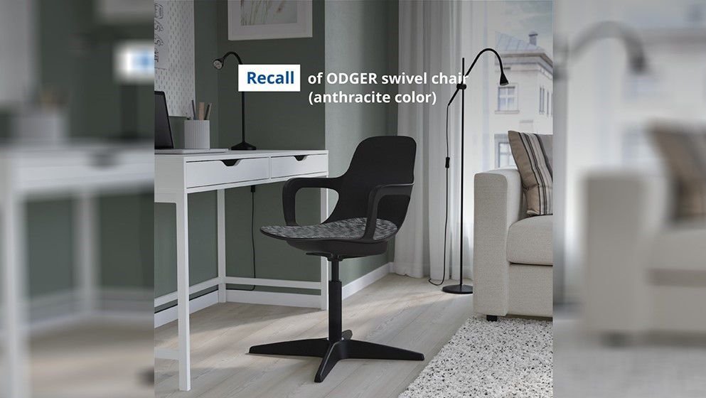 IKEA is recalling ODGER swivel chair in the anthracite color