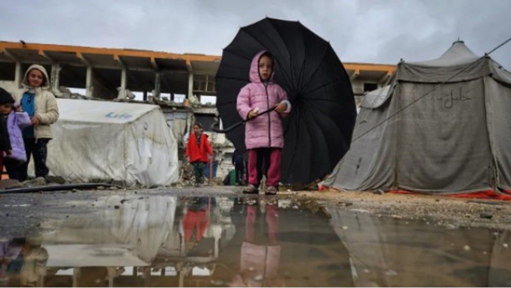 Storm Floods Displacement Tents in Gaza