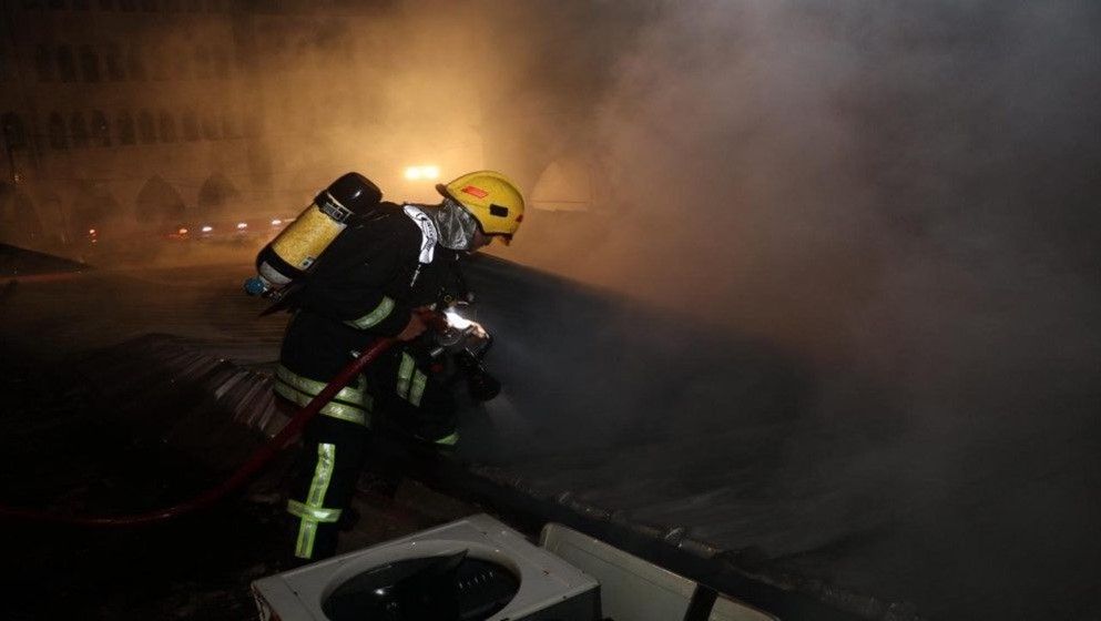 Polycarbonate Rural Fire Civil Defense Extinguishes Fire in Dry Grass and Reeds That Sp...