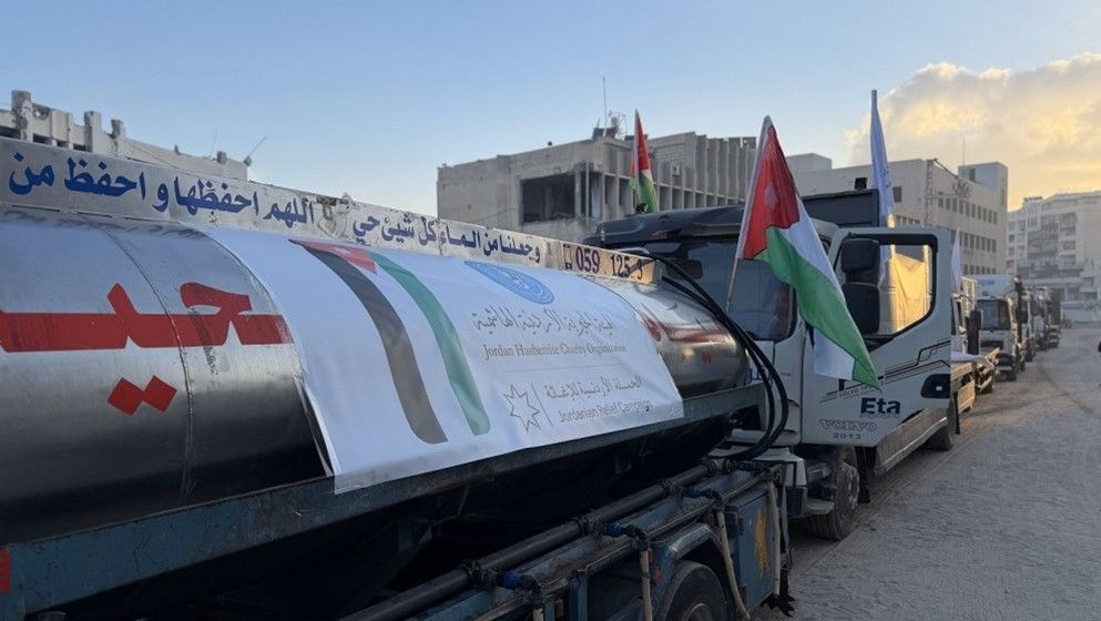 Jordanian Campaign and JHCO Dispatch 130,000-Liter Water Convoy to Northern Gaza