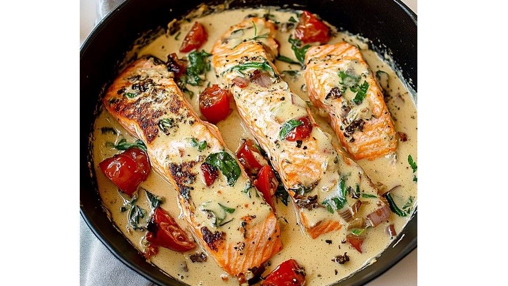 Cremiger toskanischer Lachs mit Spinat: Ein einfaches italienisches Rezept