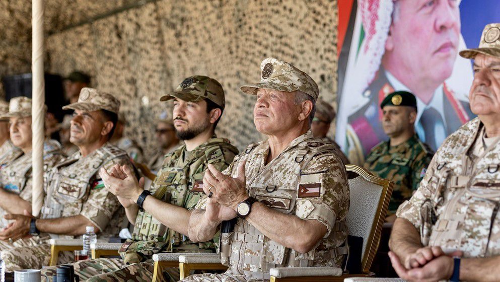 King and Crown Prince observe field exercise by Royal Air Defense units
